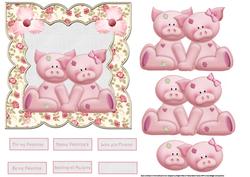 Pigs in Love 6x6 Card with Decoupage