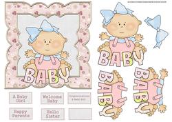 Baby Girl 6x6 Card with Decoupage