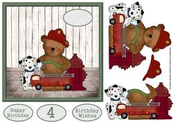 Firefighter Crew 7x7 Card with Decoupage