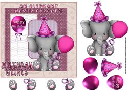 Elephant Wishes 7x7 Card with Decoupage