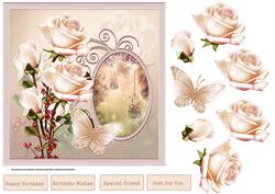 Summer Rose and Red Berries 7x7 Card and Decoupage