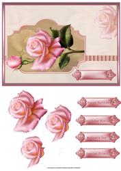 Pink Rose Card with Decoupage