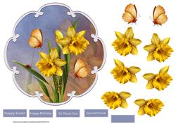 Golden Daffodils 7x7 Shaped Card