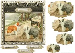 Dog Pals 7x7 Card with Pyramids and Sentiment