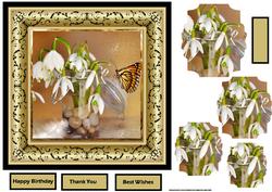 Snowdrops and Butterfly 7x7 Card and Pyramid