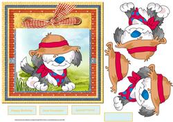 Dog in Fancy Dress 7x7 Card with Decoupage