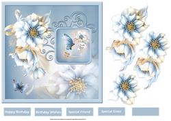 Winter Florals 7x7 Card with Decoupage