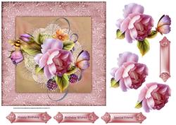 English Rose 7x7 Card with Decoupage