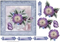 Purple Flower 7x7 Card with Decoupage
