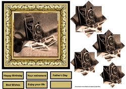 Vintage Camera and Film 6x6 Card and Pyramid