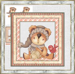 Crochet Bear 7x7 Card with Large Decoupage