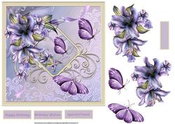 Lily and Butterfly 7x7 Card with Decoupage