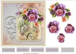 House on the Bridge 7x7 Card with Decoupage