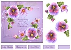 Summer Pansy 7x7 Card with Decoupage