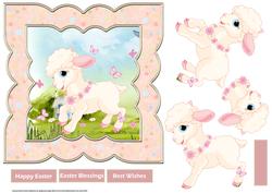 Easter Lamb 7x7 Card with Decoupage