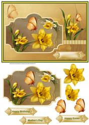 Easter Daffodils Card with Decoupage