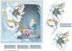 Candles and the Rose 7x7 Card with Decoupage