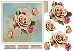 Romantic Rose 7x7 Card with Decoupage