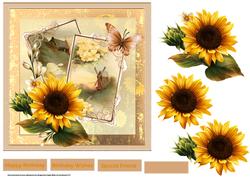 Windmill and Sunflowers 7x7 Card with Decoupage
