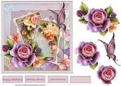 English Rose 7x7 Card with Decoupage