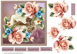 The Lake and Rose 7x7 Card with Decoupage