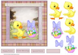 Easter Chick and Lots of Eggs 7x7 Card