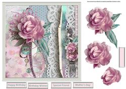 Mother's Day Rose 7.5 Card with Decoupage
