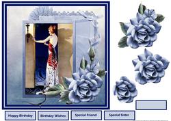 Waiting for Her Visitor 7x7 Card with Decoupage