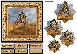 Dirt Bike Rider 6x6 Card with Pyramid