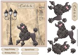 The Poodle in Paris 7x7 Card with Decoupage