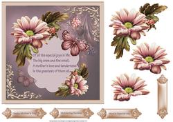 Dahlias for Mother 7x7 Card with Decoupage