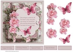 Pink Rose 7x7 Card with Verse and Decoupage