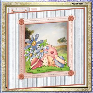 Easter Eggs and Flowers 8x8 Card and Decoupage