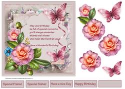 Birthday Camellias Card and Verse