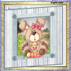Easter Bunny 8x8 Card with Decoupage