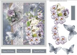 Butterfly and Pansy 7x7 Card with Decoupage