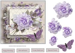 Purple Rose and Lilac 6.5x6.5 Approx with Decoupage