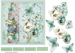 Vintage Pansy 7x7 Card with Decoupage