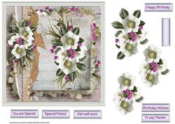 White Floral 7x7 Card with Decoupage