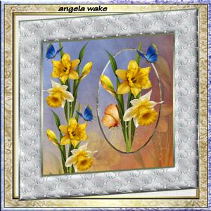 Golden Daffodils 8x8 Card with Decoupage