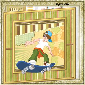Skateboarder 8x8 Card with Decoupage
