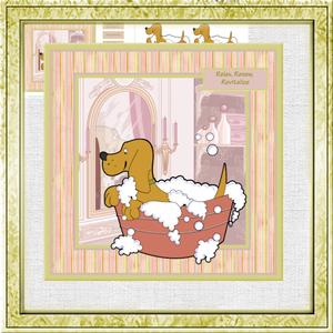 Doggy Pamper Day 7.5x7.5 Card with Decoupage