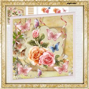 Romance Rose 7.5x7.5 Card with Decoupage