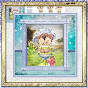 Rainy Bear 7.5x7.5card and Deoupage