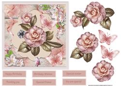 Camelia Card Front with Decoupage