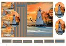 Lighthouse at Sunset Fold Back with Toppers