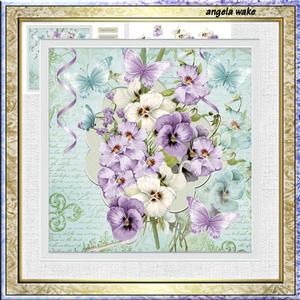 Vintage Purple and White Pansy 7.5 X7.5 Card