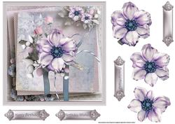 Purple Flower 7x7 Card with Decoupage