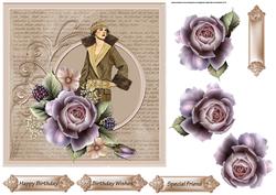 Elegance with a Rose 7x7 Card with Decoupage