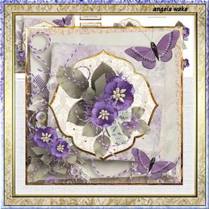 Purple Flowers and Butterfly 7x7 Card with Decoupage
